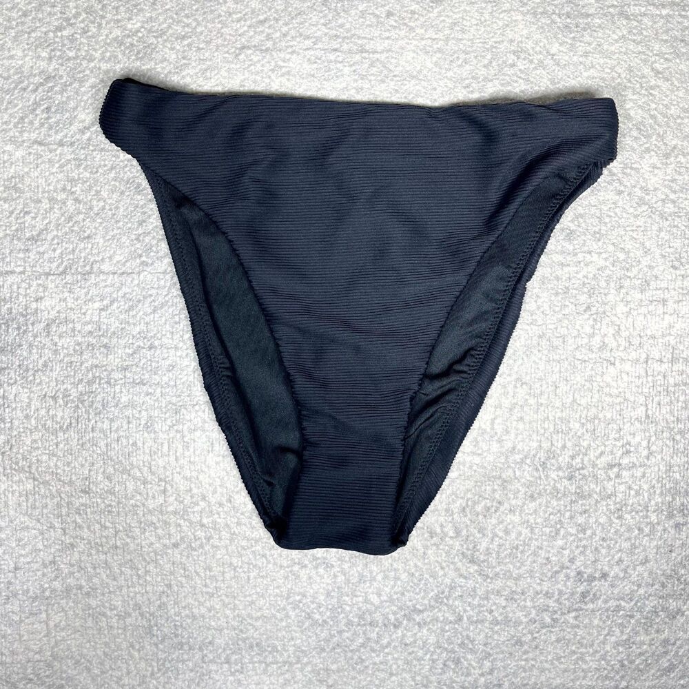 J.Crew Ribbed High-Rise Bikini Bottom in Black Ladies Size XXS NEW BE808 BLA